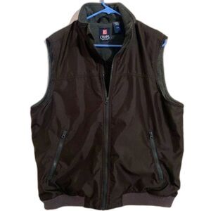 Chaps Men's Sleeveless Black Fleece Lined Full Zip Vest Jacket